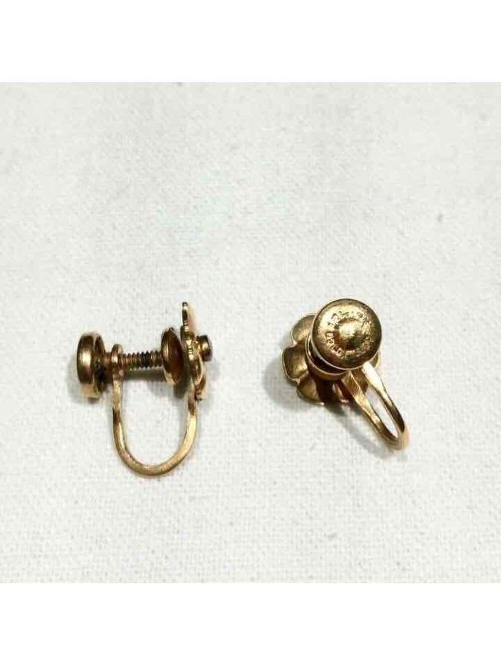 ANTIQUE VINTAGE 12K GOLD FILLED FLOWER FLORAL EARRINGS - Picture 4 of 4
